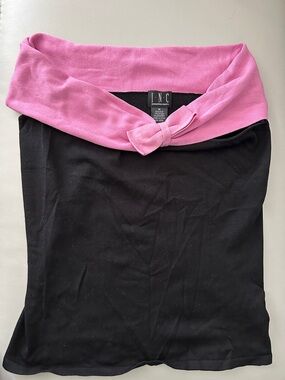 INC International Concepts Black Tube Top with Pink Bow Neck